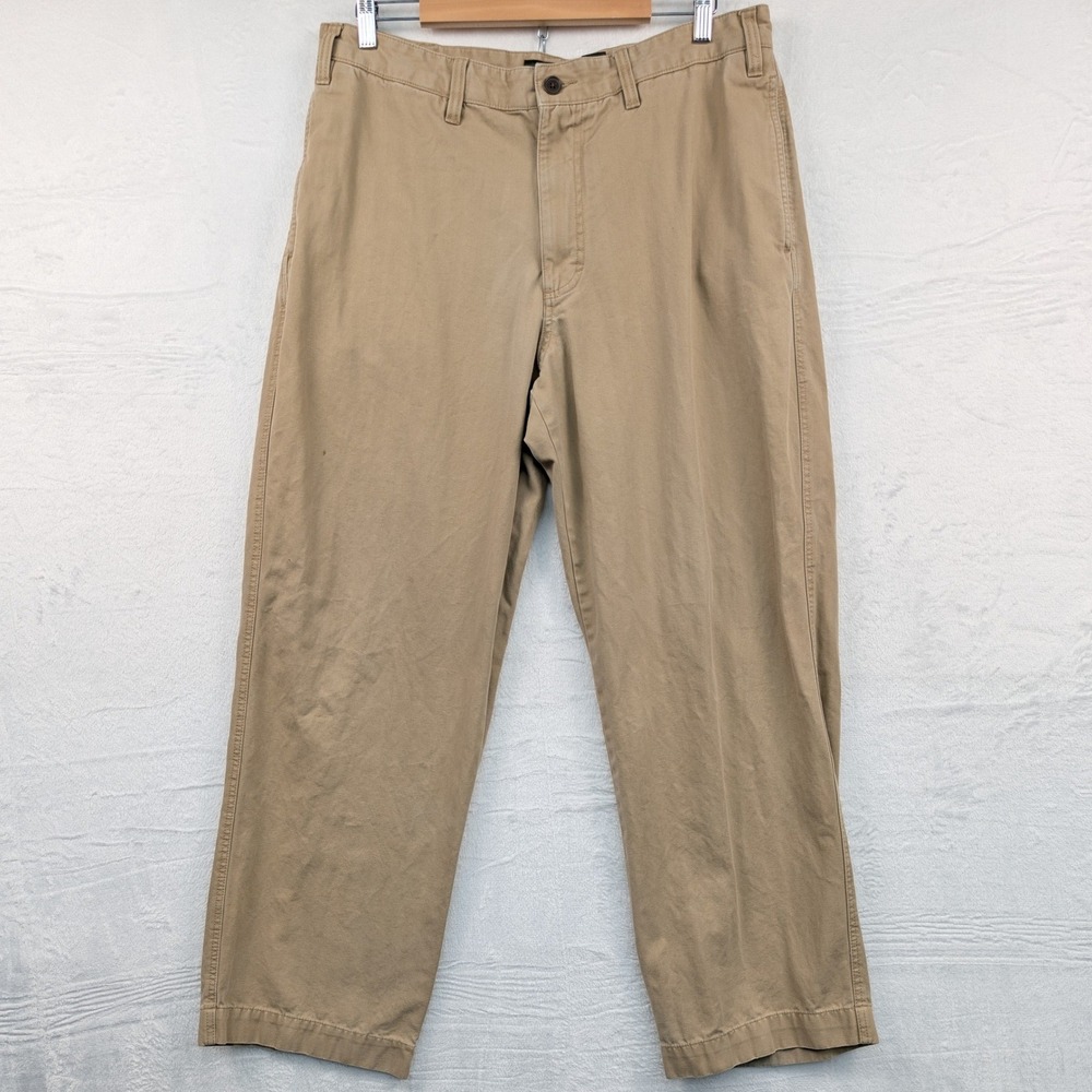 VTG Eddie Bauer Pants Men's 36x32 Tan Khaki Relaxed Baggy Straight Workwear 90s